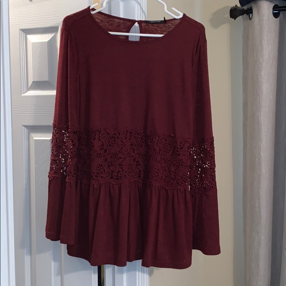 Burgundy peplum top